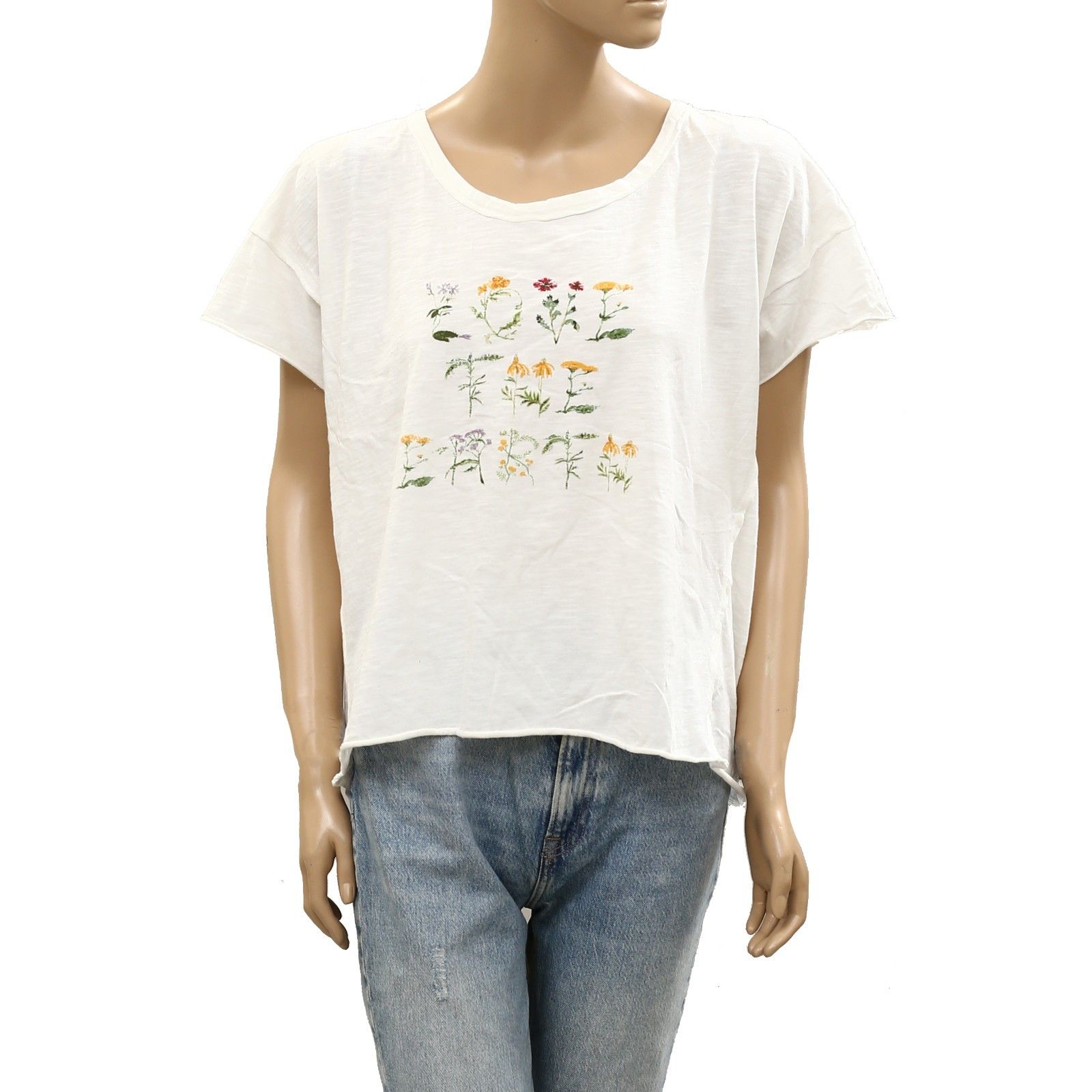 Anthropologie Lauren Filzenger Love The Earth Floral Tee Blouse Top M 287533